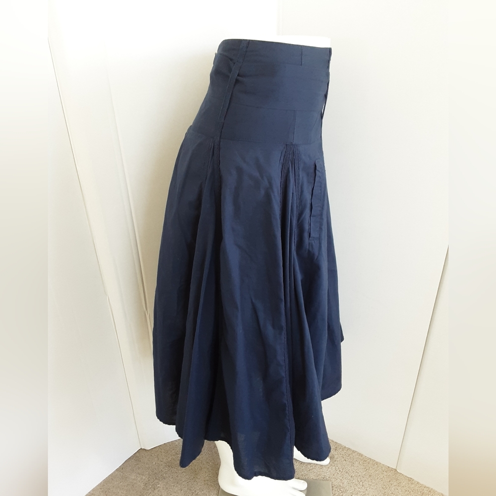 For the Republic 100% Cotton Navy Flare Circle Shaker Pleated Skirt Sz 6 - Y2K - Picture 3 of 13